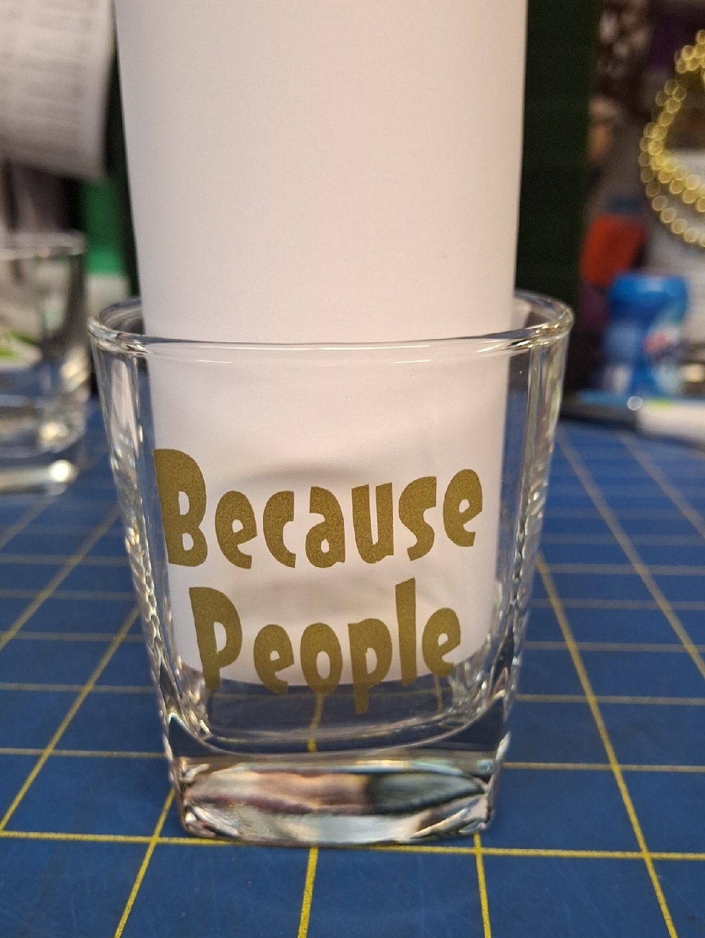 Gold Lettered Shot Glass - "Because People" 6.75oz New